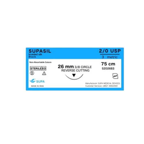  نخ بخیه 2/0 سیلک 75 سانتی متر سوپاسیل 